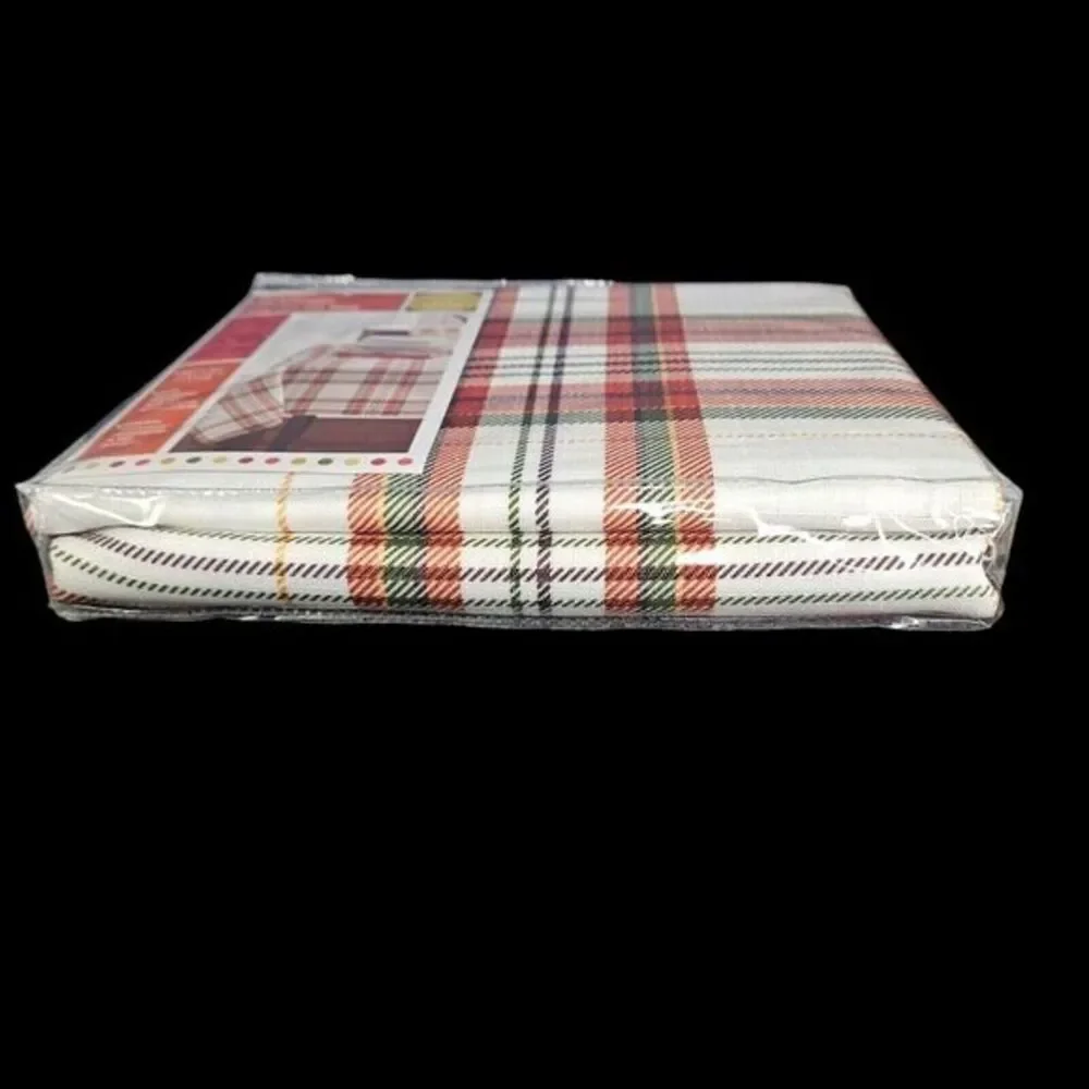 Autumn Plaid Tablecloth Burnt Orange Green Fall Wrinkle‎ Resistant 60 x 84 New